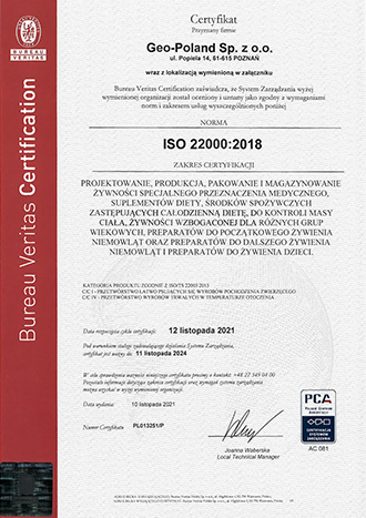 Certyfikat ISO22000